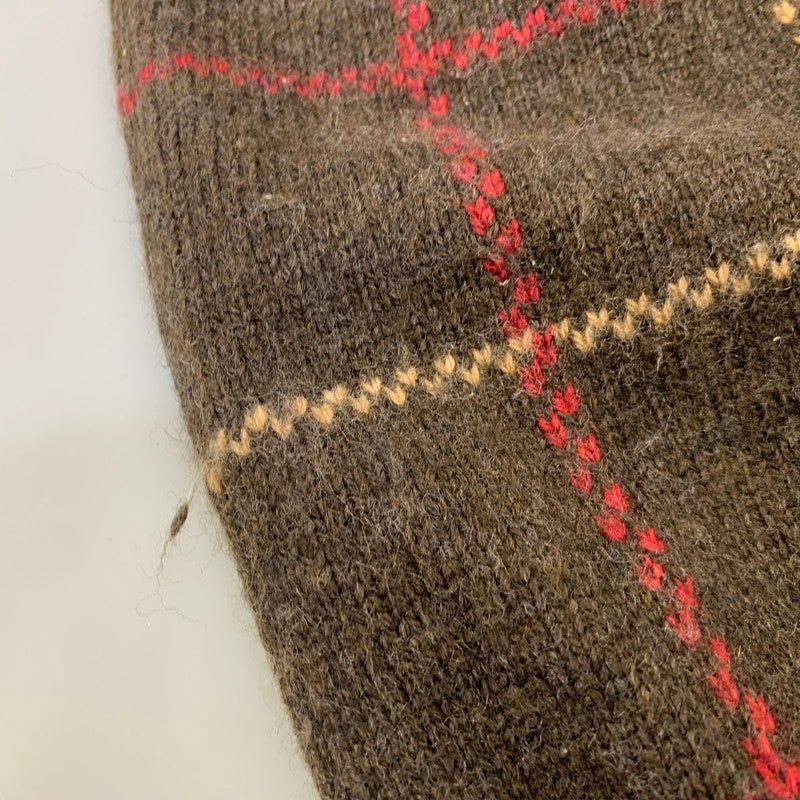 【中古品】【メンズ】 BROOKS BROTHERS ブルックス ブラザーズ 香港製 LAMBSWOOL CHECK KNIT SWEATER ラムズウール チェック ニット セーター トップス 146-260725-kh-13-izu サイズ：M カラー：ブラウン系 万代Net店