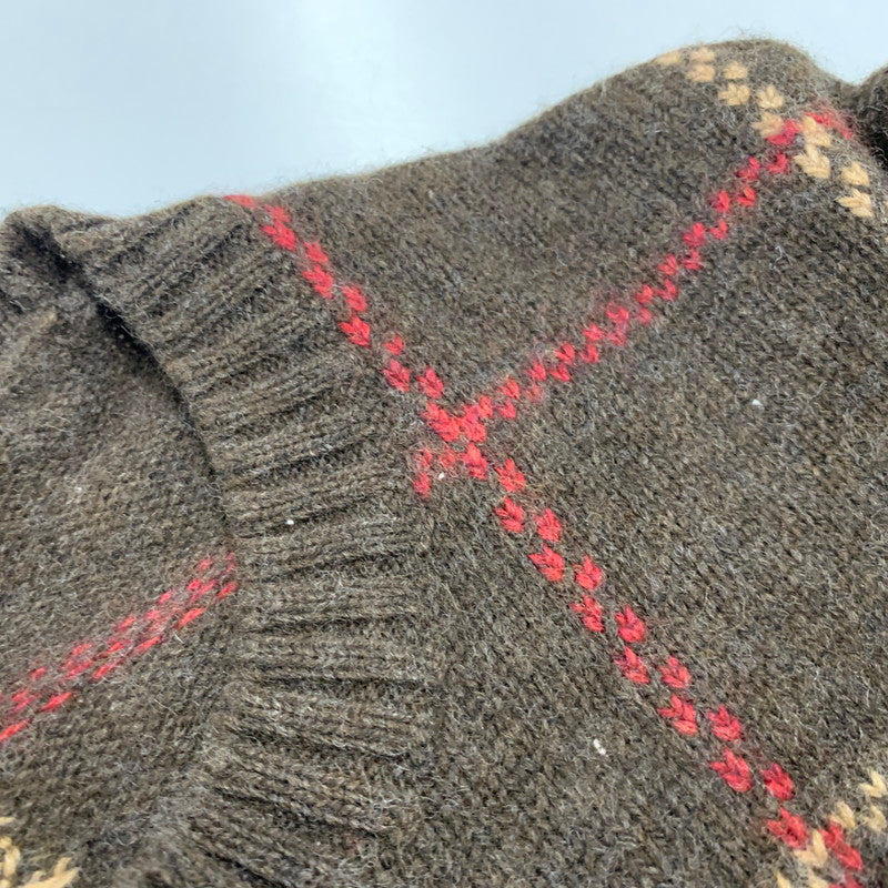 【中古品】【メンズ】 BROOKS BROTHERS ブルックス ブラザーズ 香港製 LAMBSWOOL CHECK KNIT SWEATER ラムズウール チェック ニット セーター トップス 146-260725-kh-13-izu サイズ：M カラー：ブラウン系 万代Net店