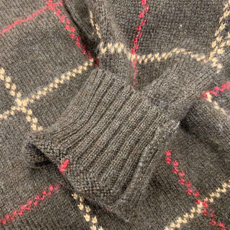 【中古品】【メンズ】 BROOKS BROTHERS ブルックス ブラザーズ 香港製 LAMBSWOOL CHECK KNIT SWEATER ラムズウール チェック ニット セーター トップス 146-260725-kh-13-izu サイズ：M カラー：ブラウン系 万代Net店