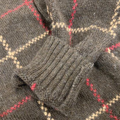 【中古品】【メンズ】 BROOKS BROTHERS ブルックス ブラザーズ 香港製 LAMBSWOOL CHECK KNIT SWEATER ラムズウール チェック ニット セーター トップス 146-260725-kh-13-izu サイズ：M カラー：ブラウン系 万代Net店