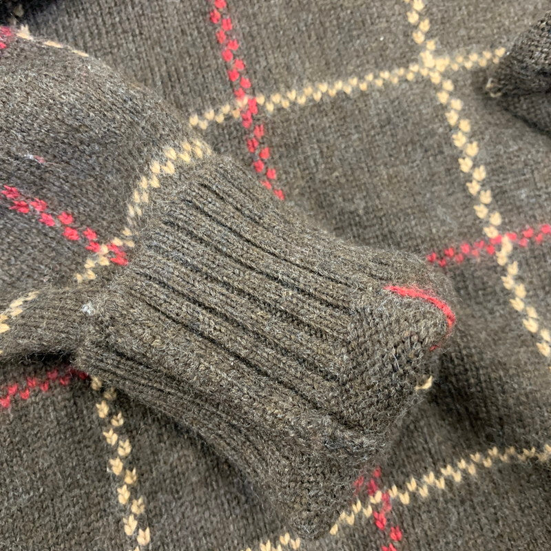 【中古品】【メンズ】 BROOKS BROTHERS ブルックス ブラザーズ 香港製 LAMBSWOOL CHECK KNIT SWEATER ラムズウール チェック ニット セーター トップス 146-260725-kh-13-izu サイズ：M カラー：ブラウン系 万代Net店