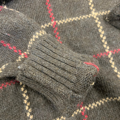 【中古品】【メンズ】 BROOKS BROTHERS ブルックス ブラザーズ 香港製 LAMBSWOOL CHECK KNIT SWEATER ラムズウール チェック ニット セーター トップス 146-260725-kh-13-izu サイズ：M カラー：ブラウン系 万代Net店