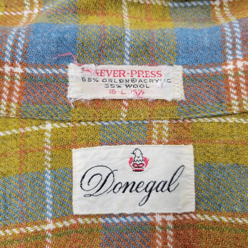 【中古品】【メンズ】 DONEGAL ドネガル REVER-PRESS ACRYLIC WOOL CHECK L/S SHIRT アクリルウール チェック ロングスリーブ シャツ 長袖 146-260723-as-09-izu サイズ：L カラー：マスタード系 万代Net店