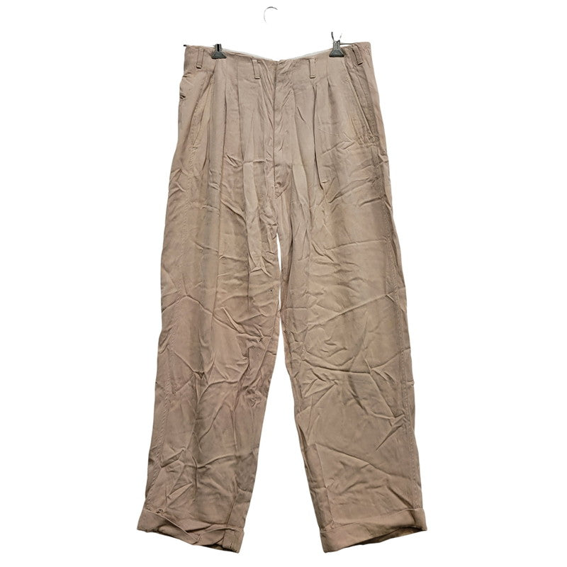 【現状渡し品】【メンズ】 USED VINTAGE MAC LAREN ZIP RAYON GABARDINE 2-TUCK SLACKS PANTS レーヨン ギャバジン 2タック スラックス パンツ 157-260723-as-24-izu カラー：ベージュ 万代Net店