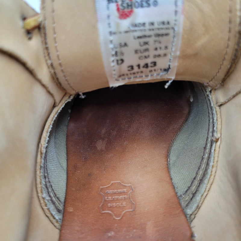 【中古品】【メンズ】 RED WING レッドウィング WORK CHUKKA BOOTS 3143 ワークチャッカ ブーツ USA製 シューズ 靴 164-260723-as-07-izu サイズ：26.5cm カラー：ベージュ 万代Net店
