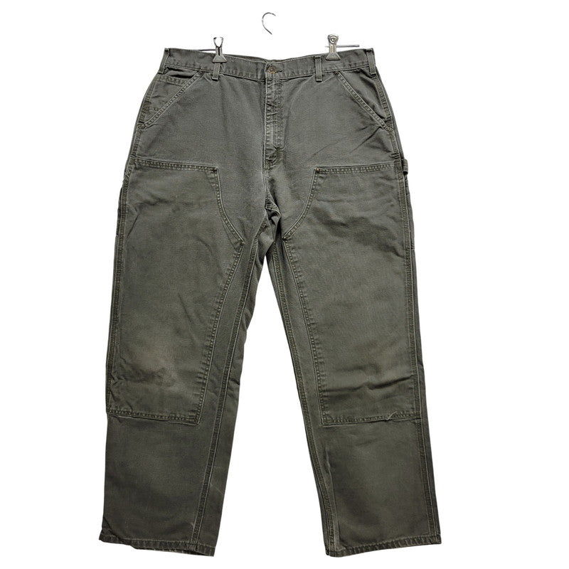 【現状渡し品】【メンズ】 Carhartt カーハート DOUBLE KNEE WORK PANTS B136 MOS ダブルニー ワークパンツ メキシコ製 157-260723-as-26-izu サイズ：38×32 カラー：モスグリーン 万代Net店