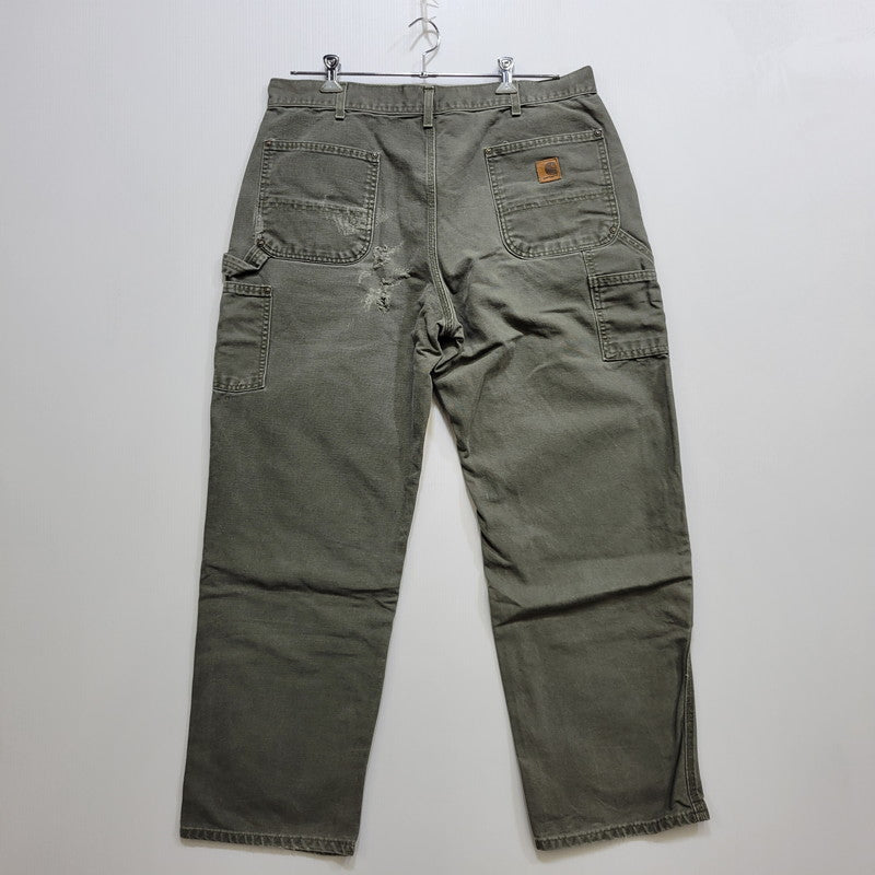 【現状渡し品】【メンズ】 Carhartt カーハート DOUBLE KNEE WORK PANTS B136 MOS ダブルニー ワークパンツ メキシコ製 157-260723-as-26-izu サイズ：38×32 カラー：モスグリーン 万代Net店