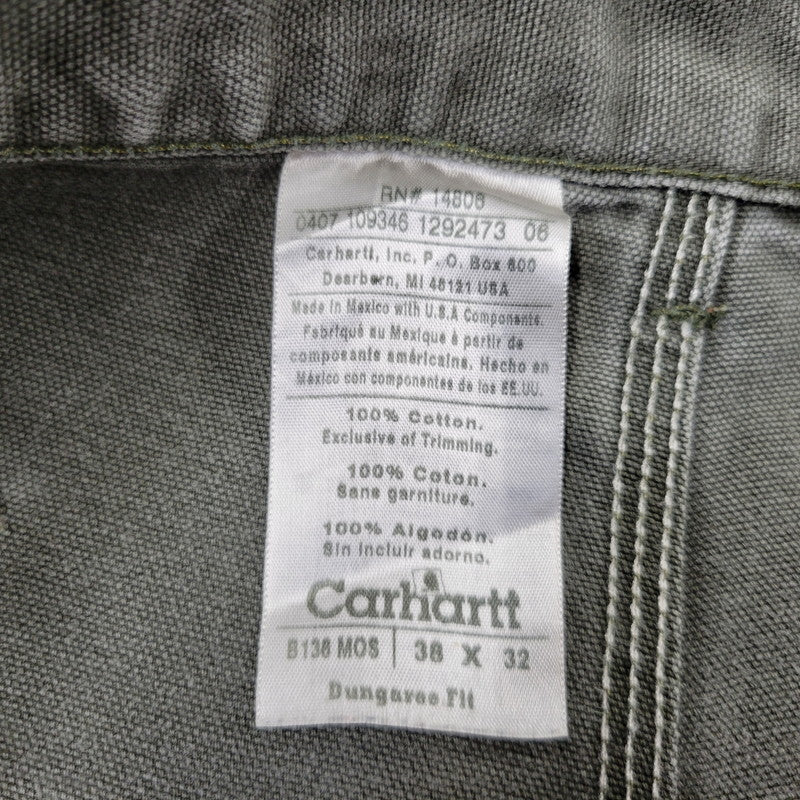 【現状渡し品】【メンズ】 Carhartt カーハート DOUBLE KNEE WORK PANTS B136 MOS ダブルニー ワークパンツ メキシコ製 157-260723-as-26-izu サイズ：38×32 カラー：モスグリーン 万代Net店