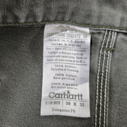 【現状渡し品】【メンズ】 Carhartt カーハート DOUBLE KNEE WORK PANTS B136 MOS ダブルニー ワークパンツ メキシコ製 157-260723-as-26-izu サイズ：38×32 カラー：モスグリーン 万代Net店