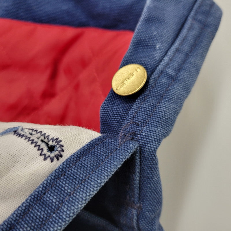 【中古品】【メンズ】 Carhartt カーハート DUCK DOUBLE KNEE QUILTING OVERALLS ダック ダブルニー キルティング オーバーオール USA製 星タグ 157-260723-as-28-izu サイズ：34×30 カラー：ネイビー 万代Net店