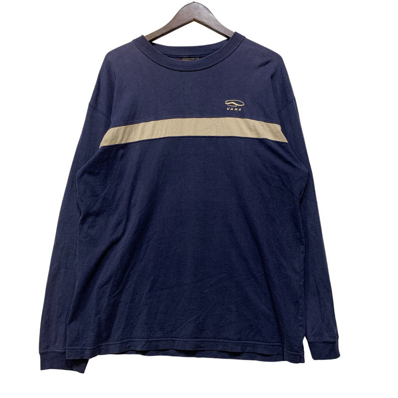 【中古品】【メンズ】 OLD VANS オールド バンズ CENTER LINE LS TEE センターライン ロングスリーブ Tシャツ 刺繍ロゴ 長袖 トップス 146-260728-ay-15-izu サイズ：L カラー：ネイビー 万代Net店