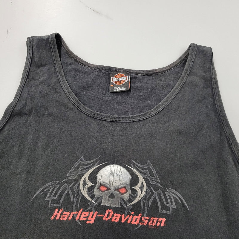 【中古品】【メンズ】 HARLEY DAVIDSON ハーレーダビッドソン c2006 USA製 SKULL PRINT TANK TOP スカル プリント タンクトップ トップス 146-260726-yn-02-izu サイズ：3X カラー：ブラック 万代Net店