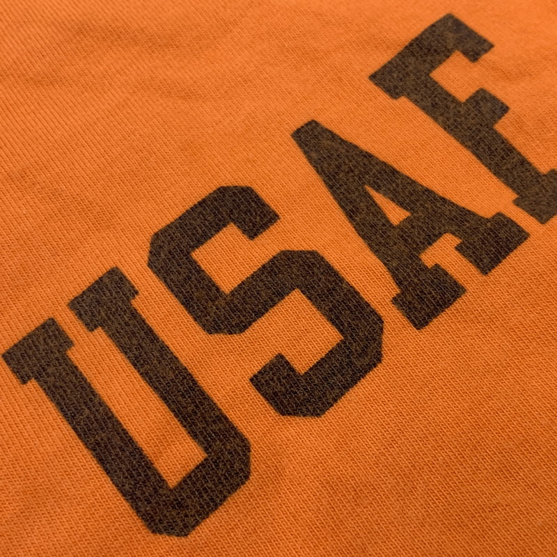 【中古品】【メンズ】 BUZZ RICKSON'S バズリクソンズ USA製 USAF PRINT TEE プリント Tシャツ トップス 半袖 145-260730-cs-22-izu サイズ：M カラー：オレンジ 万代Net店