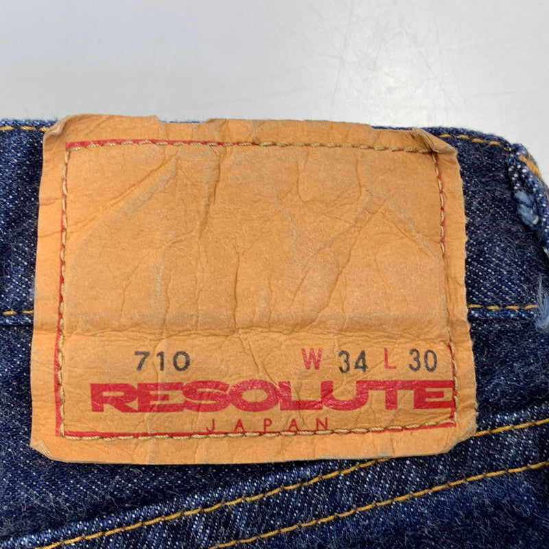【中古品】【メンズ】 RESOLUTE リゾルト TAPERED STRAIGHT DENIM PANTS LOT710 テーパード ストレート デニムパンツ ジーンズ 156-260729-as-04-izu サイズ：34×30 カラー：インディゴ 万代Net店