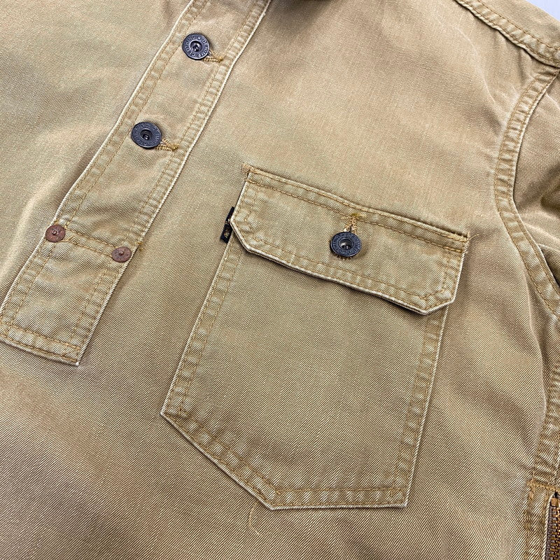 【中古品】【メンズ】 DENIME ドゥニーム HALF BUTTON MILITARY SHIRT ハーフ ボタン ミリタリー シャツ トップス 145-260728-kh-02-izu サイズ：14 カラー：ベージュ系 万代Net店