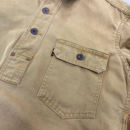 【中古品】【メンズ】 DENIME ドゥニーム HALF BUTTON MILITARY SHIRT ハーフ ボタン ミリタリー シャツ トップス 145-260728-kh-02-izu サイズ：14 カラー：ベージュ系 万代Net店