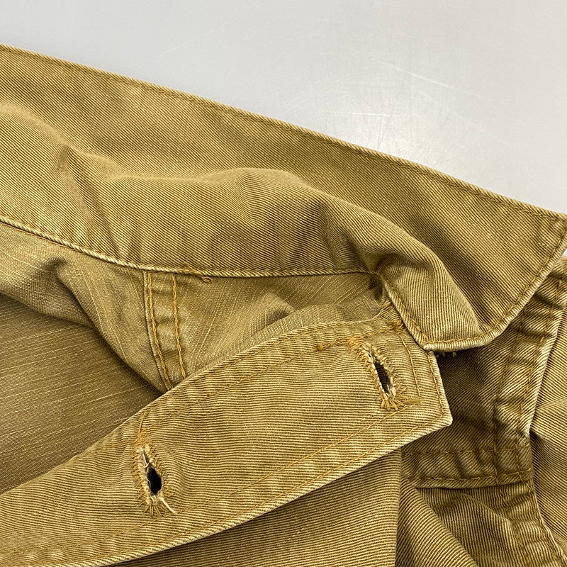 【中古品】【メンズ】 DENIME ドゥニーム HALF BUTTON MILITARY SHIRT ハーフ ボタン ミリタリー シャツ トップス 145-260728-kh-02-izu サイズ：14 カラー：ベージュ系 万代Net店