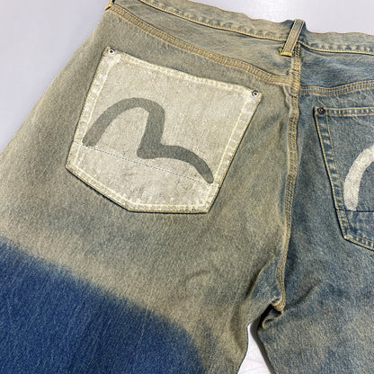 【中古品】【メンズ】 EVISU エヴィス LOT0001 カモメ PAINT FADE DENIM PANTS ペイント フェード デニム パンツ ボトムス ズボン 156-260728-cs-04-izu サイズ：38 カラー：インディゴ 万代Net店