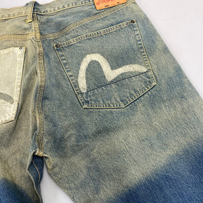 【中古品】【メンズ】 EVISU エヴィス LOT0001 カモメ PAINT FADE DENIM PANTS ペイント フェード デニム パンツ ボトムス ズボン 156-260728-cs-04-izu サイズ：38 カラー：インディゴ 万代Net店