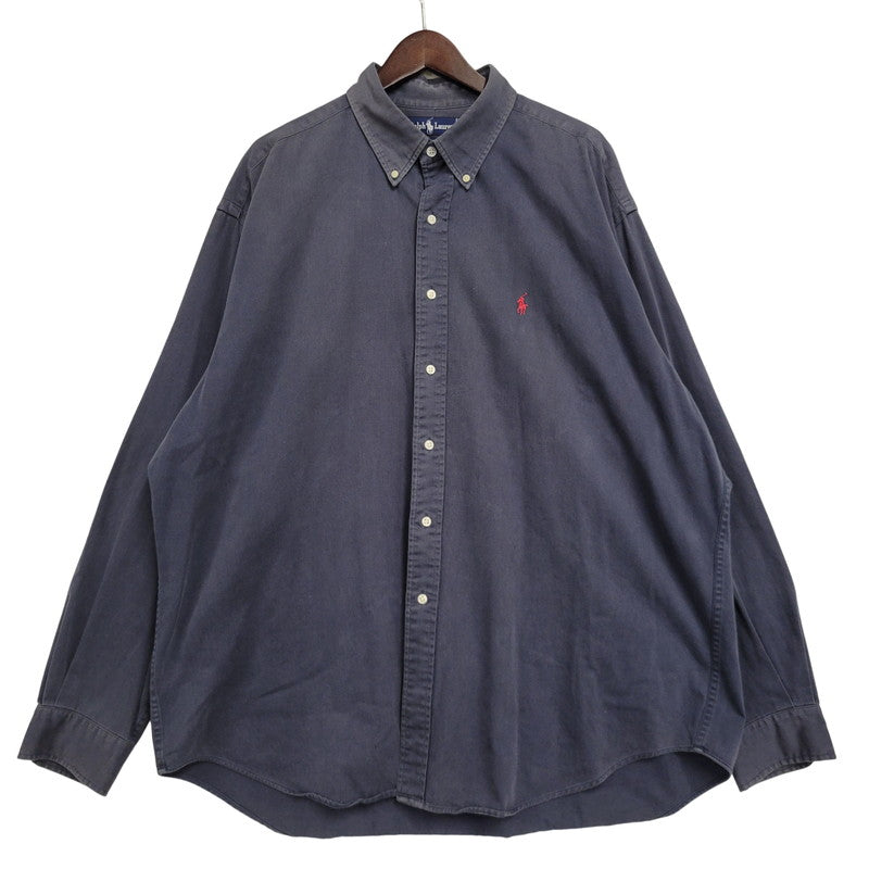 【中古品】【メンズ】 RALPH LAUREN ラルフローレン BLAIRE LS BD SHIRT ブレア ロングスリーブ ボタンダウン シャツ 長袖 トップス 146-260728-ay-07-izu サイズ：XXL カラー：ネイビー 万代Net店