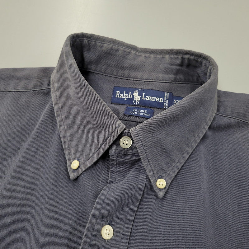 【中古品】【メンズ】 RALPH LAUREN ラルフローレン BLAIRE LS BD SHIRT ブレア ロングスリーブ ボタンダウン シャツ 長袖 トップス 146-260728-ay-07-izu サイズ：XXL カラー：ネイビー 万代Net店