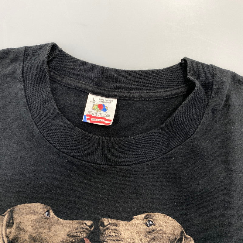 【中古品】【メンズ】 FRUIT OF THE LOOM フルーツオブザルーム c1993 USA製 両シングル WILLIAM WEGMAN ART TEE ウィリアム ウェグマン アート Tシャツ トップス 半袖 146-260728-cs-07-izu サイズ：L カラー：ブラック 万代Net店