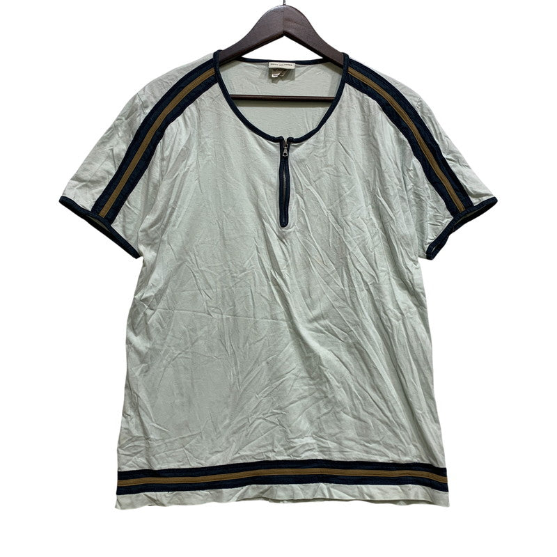 【現状渡し品】【メンズ】 DRIES VAN NOTEN ドリス ヴァン ノッテン ポルトガル製 HALF ZIP LINE TEE ハーフ ジップ ライン Tシャツ トップス 半袖 141-260727-ya-04-izu サイズ：L カラー：ライトブルー 万代Net店
