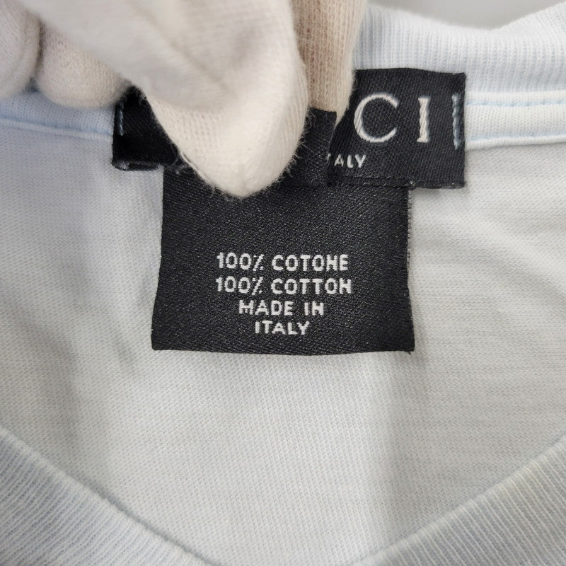 【中古品】【メンズ】 OLD GUCCI オールド グッチ G LOGO ロゴ VNECK S S TEE ブイネック ショートスリーブ Ｔシャツ トップス 半袖 141-260802-ya-03-izu サイズ：L カラー：ライトブルー 万代Net店