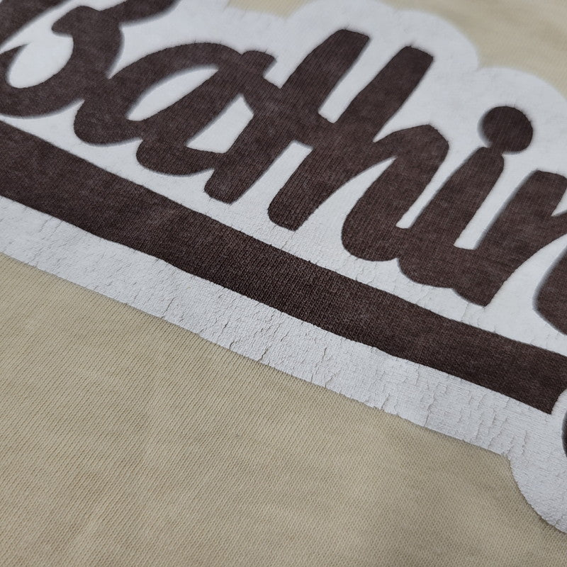 【中古品】【メンズ】 A BATHING APE アベイシングエイプ LOGO PRINT RAGLAN SLEEVE TEE ロゴプリント ラグラン スリーブ Tシャツ 初期タグ プリント 半袖 トップス 142-260728-ay-03-izu サイズ：M カラー：ブラウン×ベージュ 万代Net店