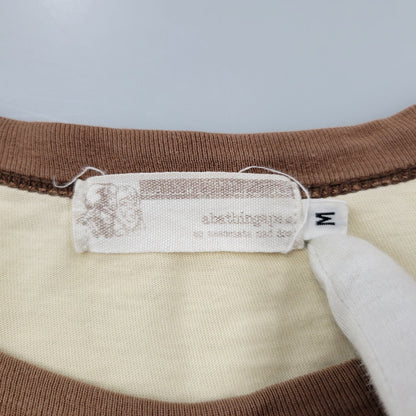【中古品】【メンズ】 A BATHING APE アベイシングエイプ LOGO PRINT RAGLAN SLEEVE TEE ロゴプリント ラグラン スリーブ Tシャツ 初期タグ プリント 半袖 トップス 142-260728-ay-03-izu サイズ：M カラー：ブラウン×ベージュ 万代Net店