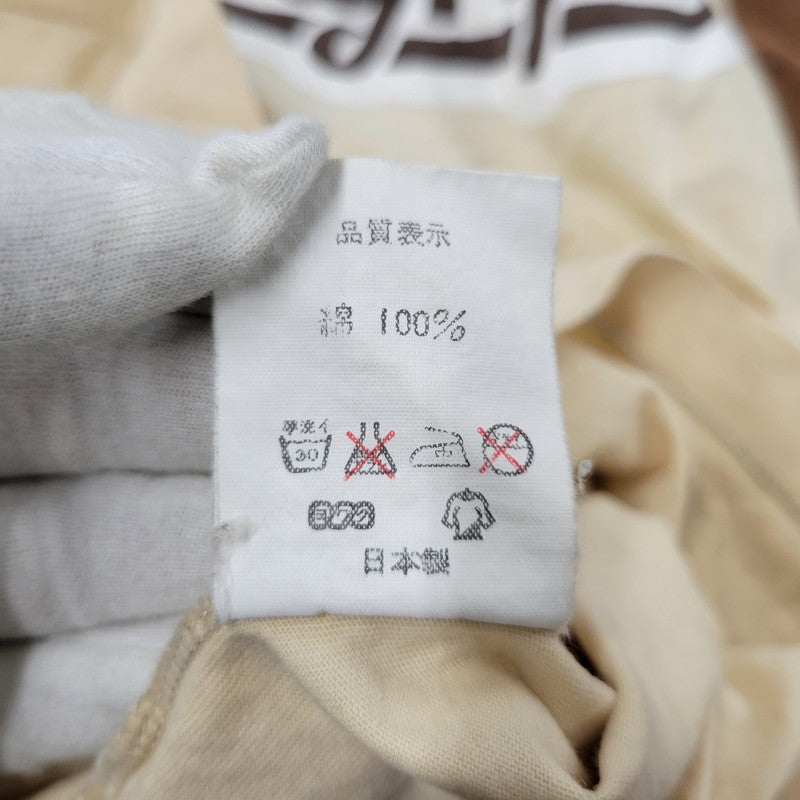 【中古品】【メンズ】 A BATHING APE アベイシングエイプ LOGO PRINT RAGLAN SLEEVE TEE ロゴプリント ラグラン スリーブ Tシャツ 初期タグ プリント 半袖 トップス 142-260728-ay-03-izu サイズ：M カラー：ブラウン×ベージュ 万代Net店