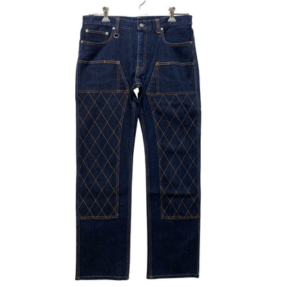 【中古品】【メンズ】 KOJIMA GENES コジマジーンズ DIAMOND STITCH DOUBLE KNEE STRAIGHT DENIM PANTS ダイアモンド ステッチ ダブル ニー ストレート デニム パンツ ボトムス ズボン 156-260730-cs-15-izu サイズ：34 カラー：インディゴ 万代Net店