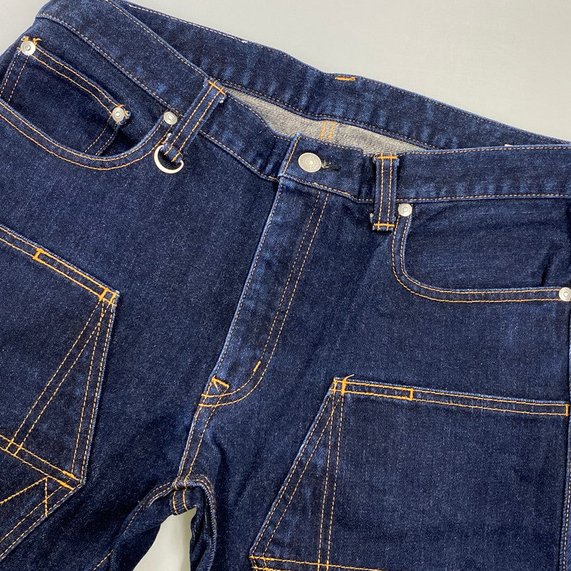 【中古品】【メンズ】 KOJIMA GENES コジマジーンズ DIAMOND STITCH DOUBLE KNEE STRAIGHT DENIM PANTS ダイアモンド ステッチ ダブル ニー ストレート デニム パンツ ボトムス ズボン 156-260730-cs-15-izu サイズ：34 カラー：インディゴ 万代Net店