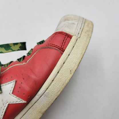 【現状渡し品】【メンズ】 A BATHING APE アベイシングエイプ SHARK LEATHER BIG TONGUE ULTRA SKULL STA HI シャーク レザー ビッグ タング ウルトラ スカル エスティーエー ハイ スニーカー 靴 162-260727-ya-15-izu サイズ：27.5cm カラー：レッド×ホワイト 万代Net店