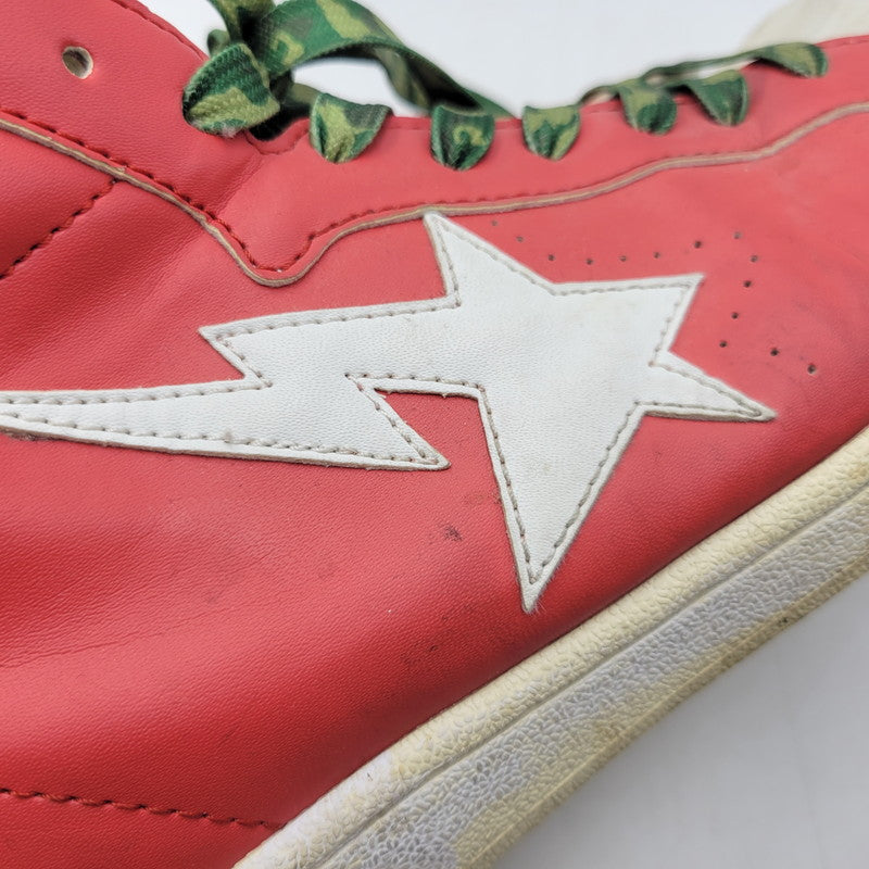 【現状渡し品】【メンズ】 A BATHING APE アベイシングエイプ SHARK LEATHER BIG TONGUE ULTRA SKULL STA HI シャーク レザー ビッグ タング ウルトラ スカル エスティーエー ハイ スニーカー 靴 162-260727-ya-15-izu サイズ：27.5cm カラー：レッド×ホワイト 万代Net店