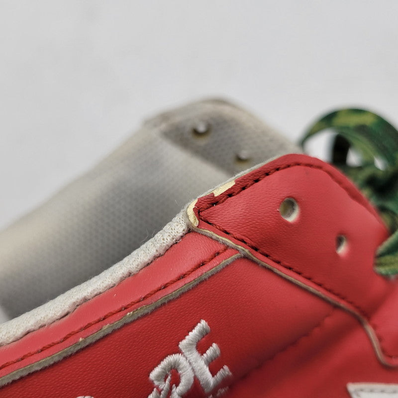 【現状渡し品】【メンズ】 A BATHING APE アベイシングエイプ SHARK LEATHER BIG TONGUE ULTRA SKULL STA HI シャーク レザー ビッグ タング ウルトラ スカル エスティーエー ハイ スニーカー 靴 162-260727-ya-15-izu サイズ：27.5cm カラー：レッド×ホワイト 万代Net店
