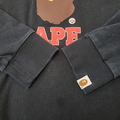 【中古品】【メンズ】 A BATHING APE アベイシングエイプ COLLEGE PRINT LS TEE カレッジ プリント ロングスリーブ Tシャツ プリント 長袖 トップス 142-260728-ay-05-izu サイズ：M カラー：ブラック 万代Net店