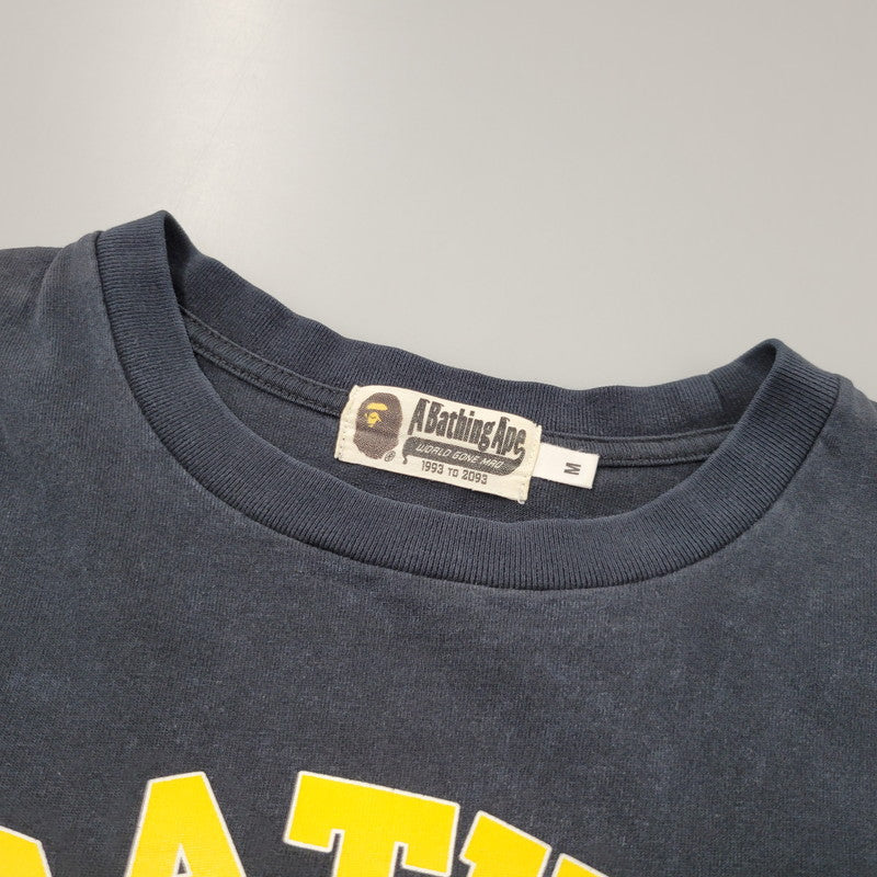 【中古品】【メンズ】 A BATHING APE アベイシングエイプ COLLEGE PRINT LS TEE カレッジ プリント ロングスリーブ Tシャツ プリント 長袖 トップス 142-260728-ay-05-izu サイズ：M カラー：ブラック 万代Net店