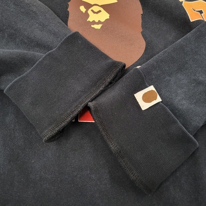 【中古品】【メンズ】 A BATHING APE アベイシングエイプ COLLEGE PRINT LS TEE カレッジ プリント ロングスリーブ Tシャツ プリント 長袖 トップス 142-260728-ay-05-izu サイズ：M カラー：ブラック 万代Net店