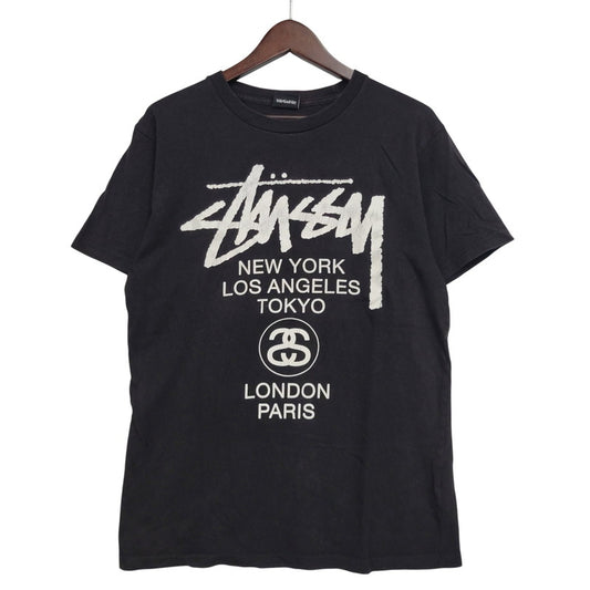 【中古品】【メンズ】 STUSSY ステューシー WORD TOUR SS TEE ワールドツアー 半袖 Tシャツ プリント トップス 142-260728-ay-01-izu サイズ：S カラー：ブラック 万代Net店