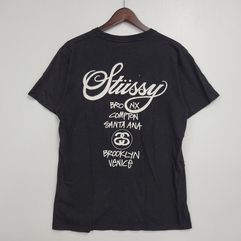 【中古品】【メンズ】 STUSSY ステューシー WORD TOUR SS TEE ワールドツアー 半袖 Tシャツ プリント トップス 142-260728-ay-01-izu サイズ：S カラー：ブラック 万代Net店
