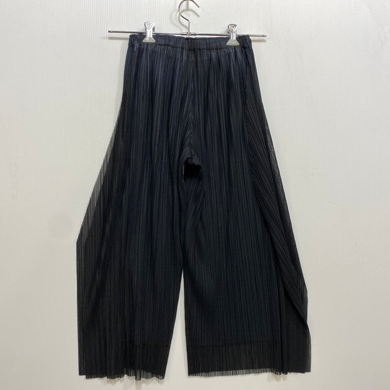 【中古品】【レディース】 PLEATS PLEASE ISSEY MIYAKE プリーツプリーズ バイ イッセイ ミヤケ PP76-JF704 PLEATS WIDE PANTS プリーツ ワイド パンツ ボトムス 168-260729-kh-02-izu サイズ：1 カラー：ブラック×ネイビー 万代Net店