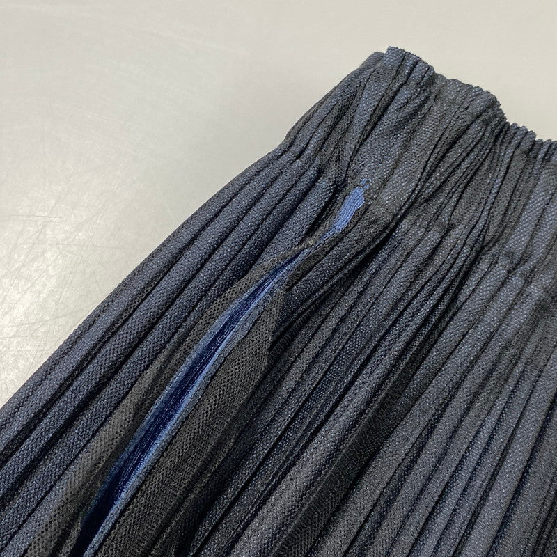 【中古品】【レディース】 PLEATS PLEASE ISSEY MIYAKE プリーツプリーズ バイ イッセイ ミヤケ PP76-JF704 PLEATS WIDE PANTS プリーツ ワイド パンツ ボトムス 168-260729-kh-02-izu サイズ：1 カラー：ブラック×ネイビー 万代Net店