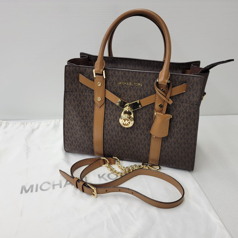 【中古品】【レディース】 Michael Kors マイケルコース NOUVEAU HAMILTON LARGE SATCHEL 30F9G0HS3B ヌーボー ハミルトン ラージ サッチェル ハンドバッグ ショルダーバッグ 188-260802-as-09-izu カラー：ブラウン 万代Net店
