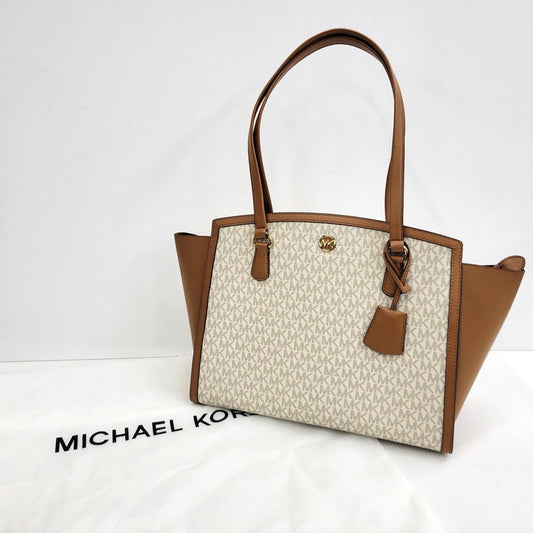 【中古品】【レディース】 Michael Kors マイケルコース CHANTAL MK TOTE BAG 30F2G7CT3B シャンタル シグネチャー トートバッグ カバン 鞄 188-260731-ay-02-izu カラー：ベージュ×ブラウン 万代Net店
