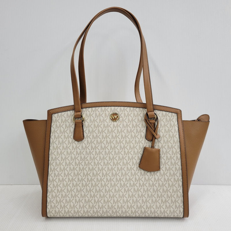 【中古品】【レディース】 Michael Kors マイケルコース CHANTAL MK TOTE BAG 30F2G7CT3B シャンタル シグネチャー トートバッグ カバン 鞄 188-260731-ay-02-izu カラー：ベージュ×ブラウン 万代Net店