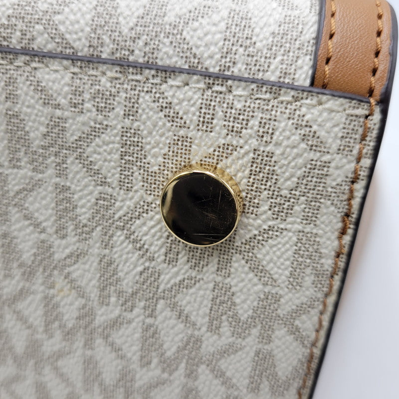 【中古品】【レディース】 Michael Kors マイケルコース CHANTAL MK TOTE BAG 30F2G7CT3B シャンタル シグネチャー トートバッグ カバン 鞄 188-260731-ay-02-izu カラー：ベージュ×ブラウン 万代Net店