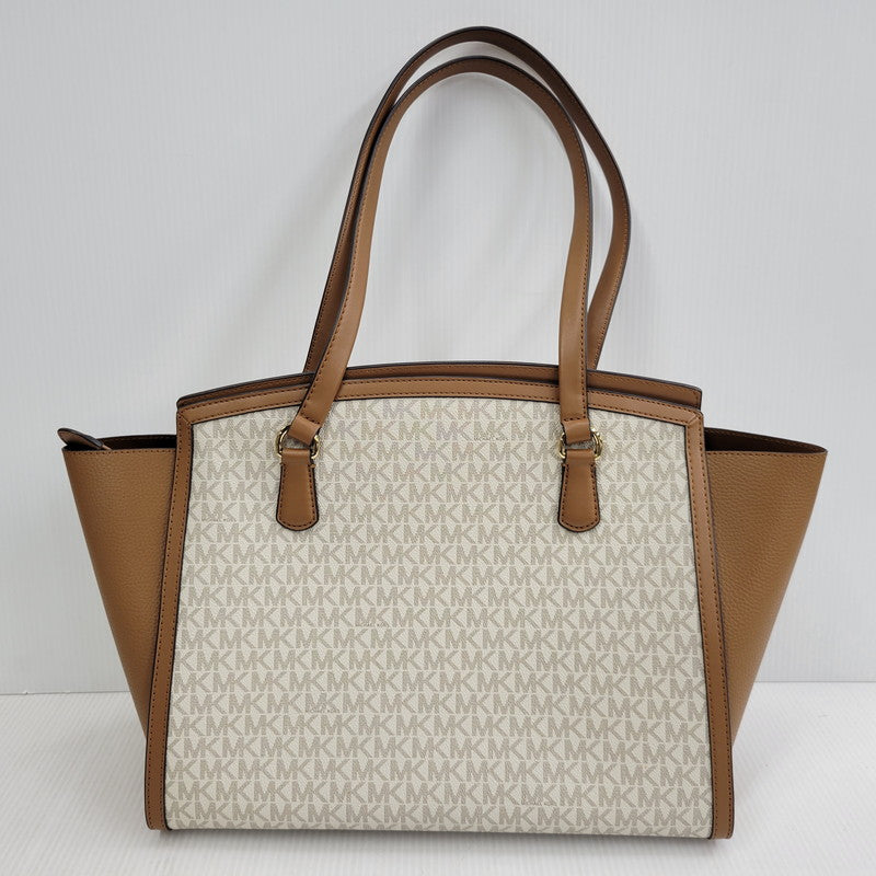 【中古品】【レディース】 Michael Kors マイケルコース CHANTAL MK TOTE BAG 30F2G7CT3B シャンタル シグネチャー トートバッグ カバン 鞄 188-260731-ay-02-izu カラー：ベージュ×ブラウン 万代Net店