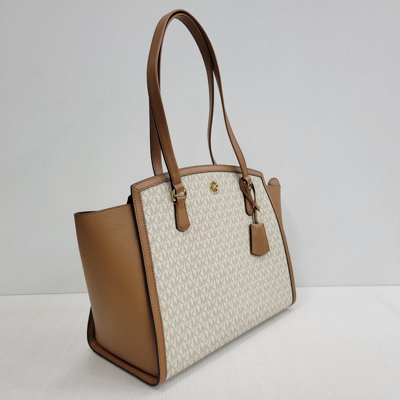 【中古品】【レディース】 Michael Kors マイケルコース CHANTAL MK TOTE BAG 30F2G7CT3B シャンタル シグネチャー トートバッグ カバン 鞄 188-260731-ay-02-izu カラー：ベージュ×ブラウン 万代Net店