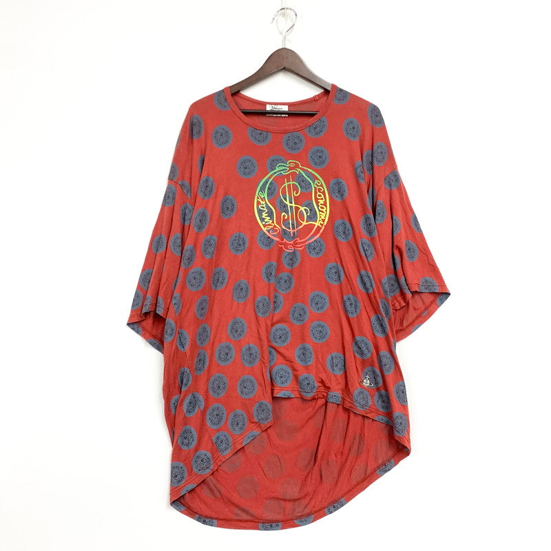 【中古品】【メンズ】 VIVIENNE WESTWOOD MAN ヴィヴィアンウエストウッドマン VW-M1-71481 総柄 OVERSIZE S S TEE オーバーサイズ Tシャツ 半袖 トップス 141-260801-yn-04-izu サイズ：F カラー：レッド 万代Net店